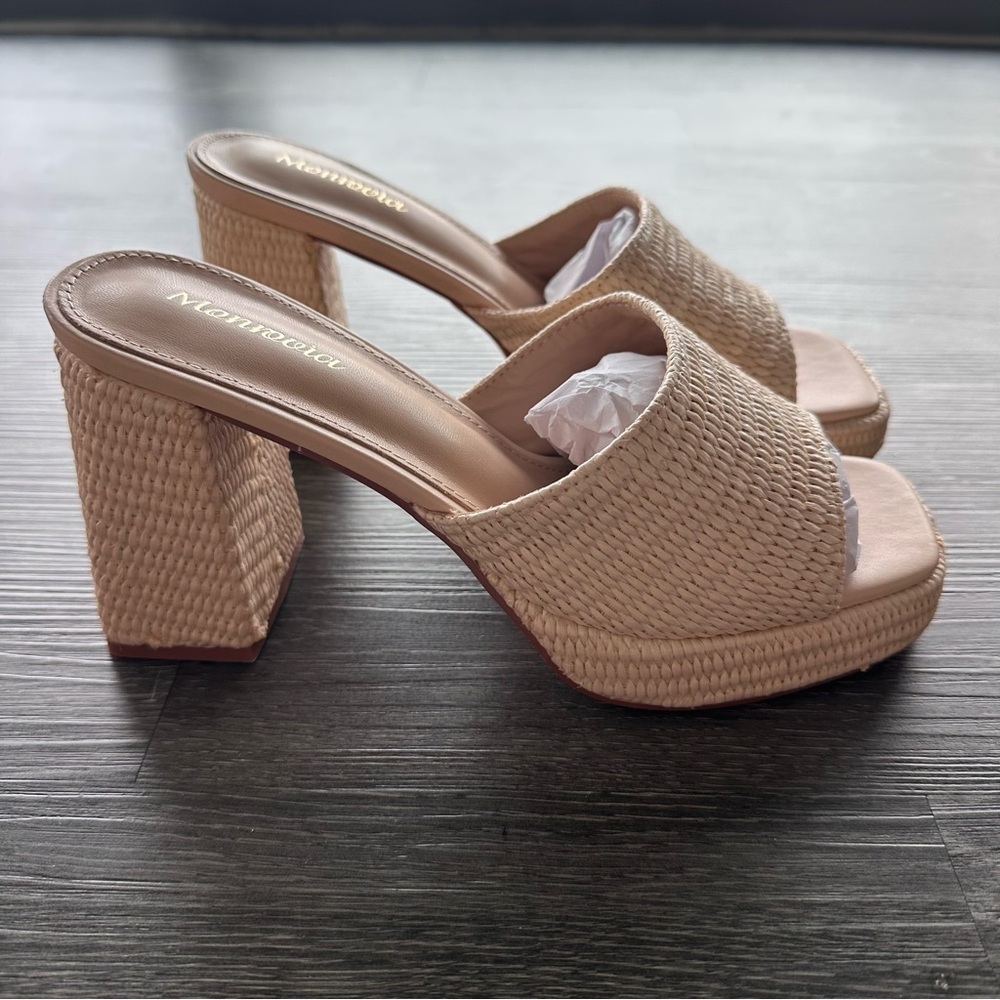NEW Raffia Platform Sandal in Beige - Size 8.5 - Picture 9 of 11
